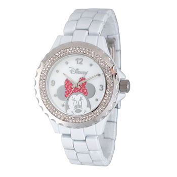 Disney® Womens Minnie Mouse White Glitz Bracelet Watch