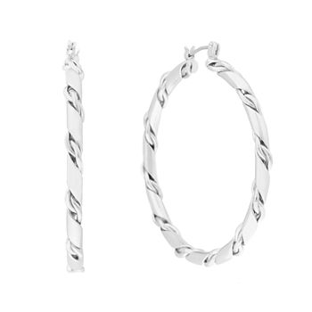 Liz Claiborne® Silver-Tone Twist Chain Hoop Earrings