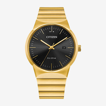 Citizen Axiom Mens Gold Tone Stainless Steel Bracelet Watch Bm7582-56e