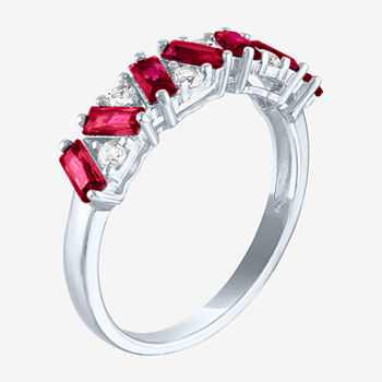 Lab Created Red Ruby Sterling Silver Band