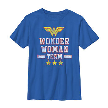 Little & Big Boys Crew Neck Wonder Woman Short Sleeve Graphic T-Shirt