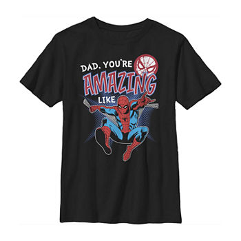 Little & Big Boys Crew Neck Spiderman Short Sleeve Graphic T-Shirt