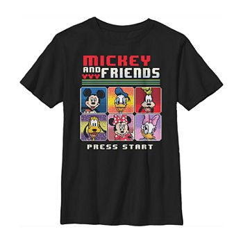 Disney Little & Big Boys Crew Neck Mickey and Friends Short Sleeve Graphic T-Shirt