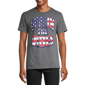 Feelin The Vibes Mens Crew Neck Short Sleeve Regular Fit Americana Graphic T-Shirt