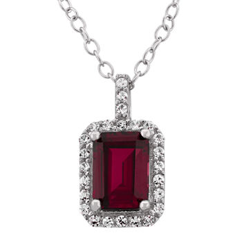 Lab-Created Ruby & Cubic Zirconia Sterling Silver Pendant Necklace