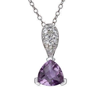 Genuine Amethyst and White Topaz Sterling Silver Pendant