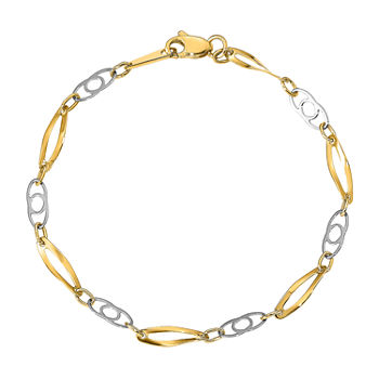 14K Two Tone Gold 7 Inch Semisolid Link Bracelet