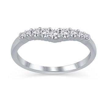 Womens 1/2 CT. T.W. Genuine White Diamond 10K White Gold Curved Wedding Ring Enhancer