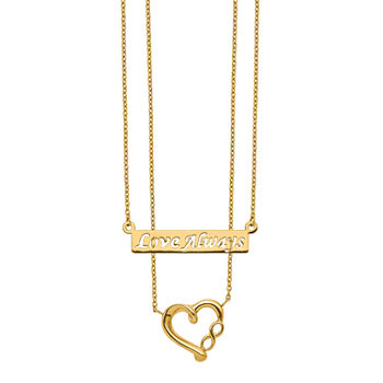 Love_Always Womens 14K Gold Bar Heart Infinity Strand Necklace