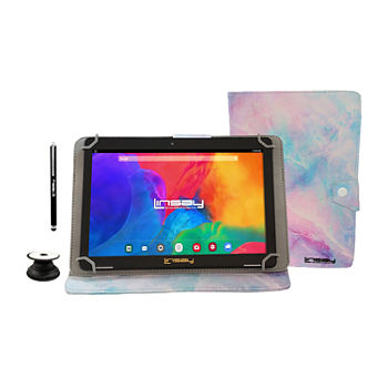 10.1" 1280x800 IPS 2GB RAM 32GB Storage Android 10 Tablet with Pink Marble Leather Case, Pop Holder and Pen Stylus