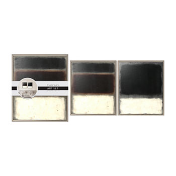 Set of 2 Neutral Black Cream Framed Canvas Art