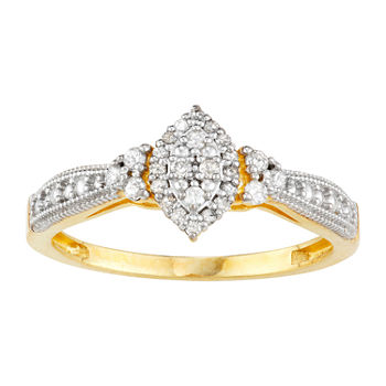 Womens 1/5 CT. T.W. Genuine White Diamond 10K Gold Marquise Cocktail Ring