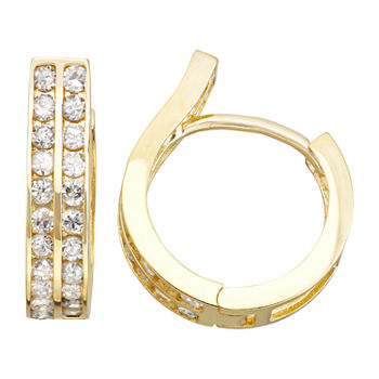 5/8 CT. T.W. Genuine White Diamond 10K Gold 15mm Hoop Earrings