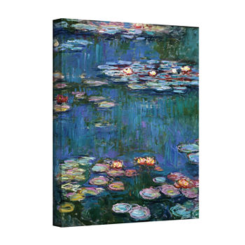 Brushstone Water Lillies By Claude Monet Gallery Wrapped Canvas Wall Art