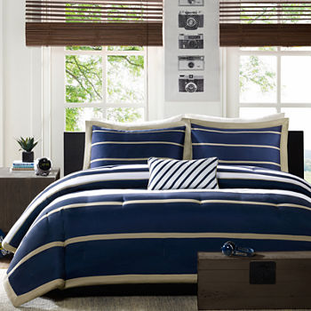Mi Zone Garrett Antimicrobial Striped Comforter Set with decorative pillow