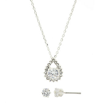 Sparkle Allure 2-pc. Pure Silver Over Brass Jewelry Set