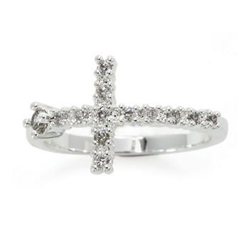 Sparkle Allure Cubic Zirconia Pure Silver Over Brass Delicate Cocktail Ring