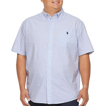 Us Polo Assn. Big and Tall Mens Classic Fit Short Sleeve Dots Button-Down Shirt