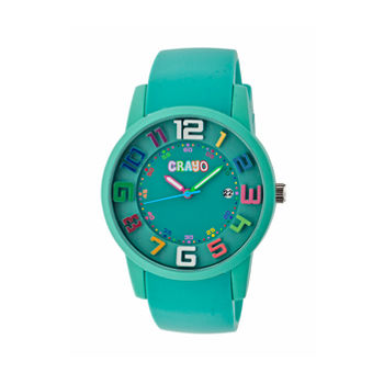 Crayo Women's Festival Teal Silicone-Band Watch with Date Cracr2003