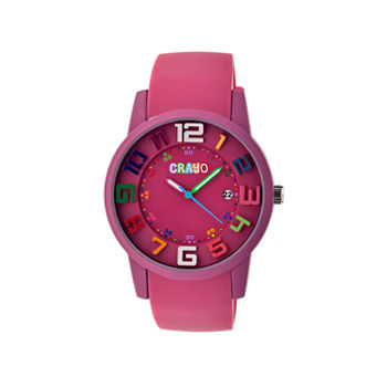 Crayo Women's Festival Fuchsia Silicone-Band Watch with Date Cracr2005