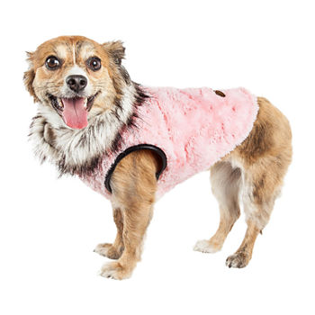 Pet Life ® Luxe 'Pinkachew' Charming Designer Mink Fur Dog Coat Jacket