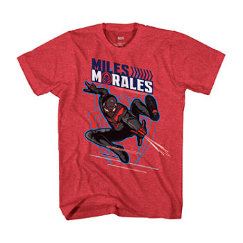 Miles Morales Little & Big Boys Crew Neck Avengers Marvel Miles Short Sleeve Graphic T-Shirt