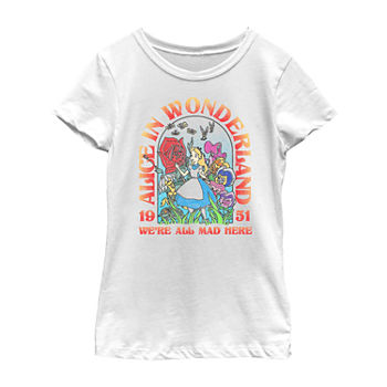 Disney Little & Big Girls Crew Neck Alice in Wonderland Short Sleeve Graphic T-Shirt
