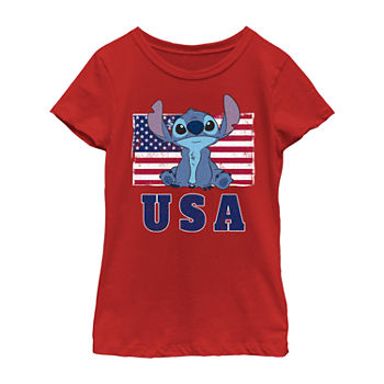 Disney Little & Big Girls Crew Neck Stitch Short Sleeve Graphic T-Shirt