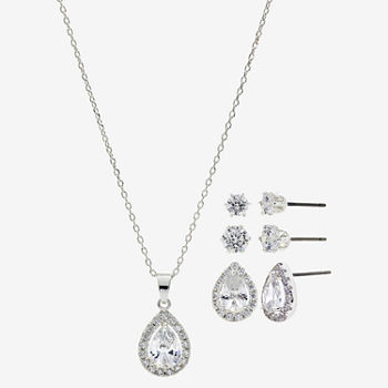 Sparkle Allure Light Up Box 4-pc. Cubic Zirconia Pure Silver Over Brass Pear Jewelry Set