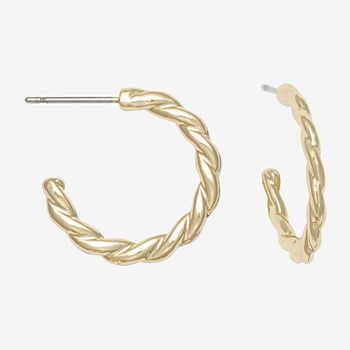 Mixit Gold Tone Twisted Open Hoop Earrings