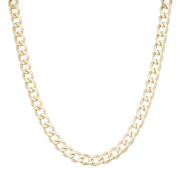 Mens 18K Yellow Gold Over Silver 8.8mm 20" Curb Chain Necklace
