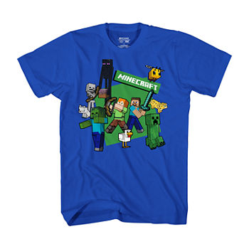Little & Big Boys Crew Neck Minecraft Short Sleeve Graphic T-Shirt