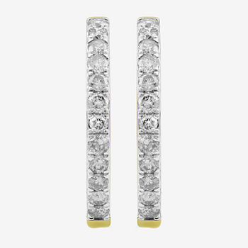 1 CT. T.W. Genuine White Diamond 10K Gold 22.6mm Hoop Earrings