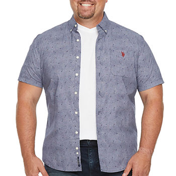 Us Polo Assn. Big and Tall Mens Classic Fit Short Sleeve Circles Button-Down Shirt