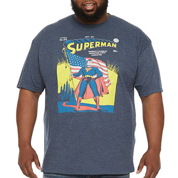 Big and Tall Mens Crew Neck Short Sleeve Classic Fit Superman Graphic T-Shirt