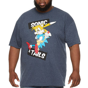Big and Tall Mens Crew Neck Short Sleeve Classic Fit Sonic the Hedgehog Graphic T-Shirt