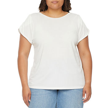 Ryegrass Womens Plus Round Neck Short Sleeve T-Shirt
