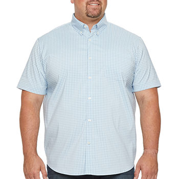 St. John's Bay Big and Tall Mens Classic Fit Short Sleeve Plaid Button-Down Shirt
