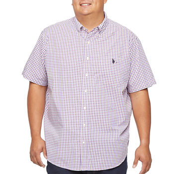Us Polo Assn. Big and Tall Mens Classic Fit Short Sleeve Plaid Button-Down Shirt