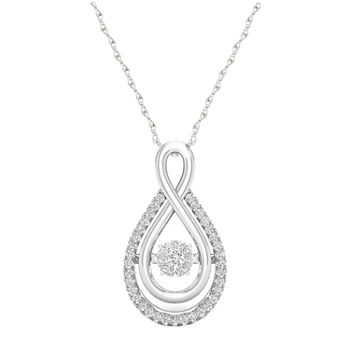 Love in Motion Cluster Womens 1/8 CT. T.W. Genuine White Diamond 10K Gold Infinity Pendant