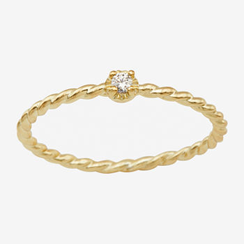 Itsy Bitsy Cubic Zirconia 14K Gold Over Silver Band