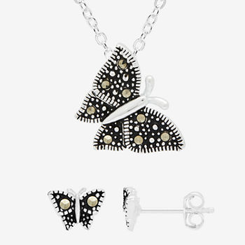 Sparkle Allure 2-pc. Marcasite Pure Silver Over Brass Butterfly Jewelry Set
