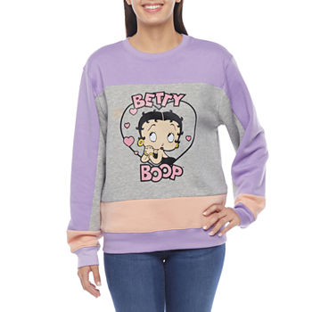 Betty Boop Juniors Womens Crew Neck Long Sleeve Sweatshirt