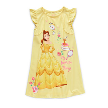 Disney Collection Little & Big Girls Short Sleeve Beauty and the Beast Belle Princess Round Neck Nightshirt