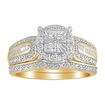 Womens 1/3 CT. T.W. Genuine White Diamond 10K Gold Bridal Set