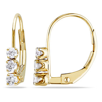 1/4 CT. T.W. Genuine White Diamond 14K Gold 14.4mm Hoop Earrings