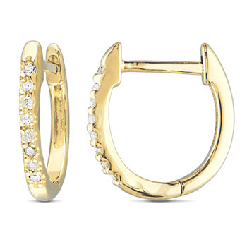 1/10 CT. T.W. Genuine White Diamond 10K Gold 12.1mm Hoop Earrings