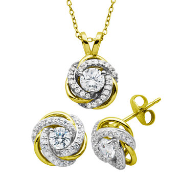DiamonArt® 1 1/3 CT. T.W. Cubic Zirconia 18K Gold Over Silver 2 Pc Jewelry Set