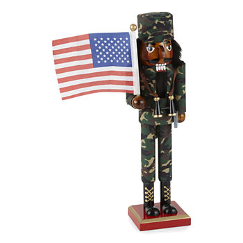 North Pole Trading Co. 14" African Amerrican Soldier Christmas Nutcracker