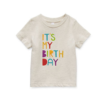 Okie Dokie Birthday Baby Boys Crew Neck Short Sleeve Graphic T-Shirt